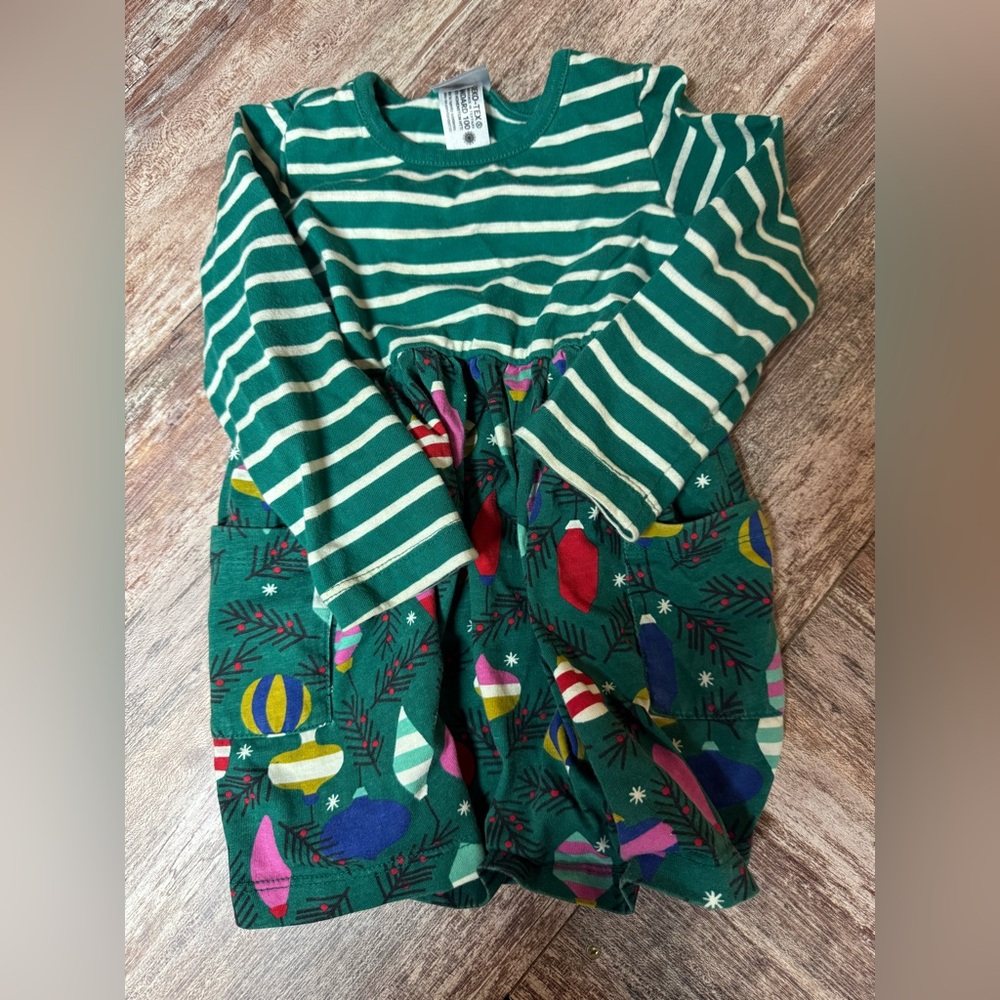 Hanna Andersson Green Striped Kids Dress